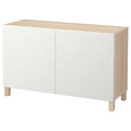 BESTÅ Storage combination with doors, white stained oak effect, Laxviken white, 120x40x74 cm