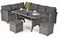 Large Garden Corner Sofa, Set with table, dark grey
