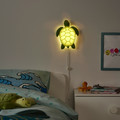 BLÅVINGAD LED wall lamp, turtle/green