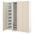 PAX / REINSVOLL Wardrobe combination, white, grey-beige, 200x60x236 cm