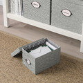 KVARNVIK Storage box with lid, grey, 18x25x15 cm