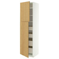 METOD / MAXIMERA Hi cab w 2 doors/4 drawers, white/Sinarp oak veneer, 60x60x220 cm