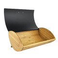 Feel Maestro Modern Stainless Steel & Bamboo Bread Bin MR-1775-BLACK