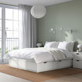 NORDLI Bed frame with storage and mattress, white/Vågstranda medium firm, 140x200 cm