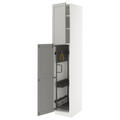 METOD High cabinet with cleaning interior, white/Lerhyttan light grey, 40x60x220 cm