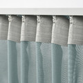 STENFRÖ Sheer curtains, 1 pair, turquoise/with heading tape, 145x300 cm