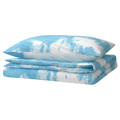 ÄNGSVITVINGE Duvet cover and pillowcase, blue/white, 150x200/50x60 cm