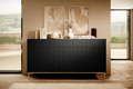 Cabinet with 4 Doors & 4 Drawers Nicole 200cm, matt black, gold legs