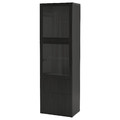 BESTÅ Storage combination w/glass doors, black-brown, Lappviken black-brown, clear glass, 60x42x192 cm