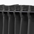 KORGMOTT Block-out curtains, 1 pair, dark grey/with heading tape, 145x300 cm