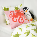 BLÅVINGAD Cushion cover, octopus pattern/pink, 50x50 cm