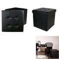 Foldable Pouffe Intesi Vels, faux leather, black