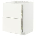 METOD / MAXIMERA Base cab f hob/2 fronts/3 drawers, white/Vallstena white, 60x60 cm