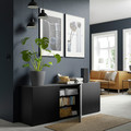 BESTÅ Storage combination with doors, black-brown, Lappviken black-brown, 180x42x65 cm