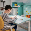 BERGLÄRKA Desk, turquoise/white tiltable, 100x70 cm