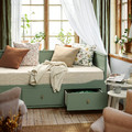 HEMNES Day-bed w 3 drawers/2 mattresses, grey-green/Åfjäll medium firm, 80x200 cm