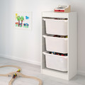 TROFAST Storage combination with boxes, white/white pink, 46x30x94 cm