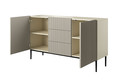 Cabinet with 2 Doors & 3 Drawers Nicole 150cm, cashmere/black legs