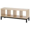 KALLAX Shelving unit with underframe, white stained oak effect/black, 147x59 cm
