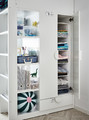 SMÅSTAD Loft bed, white pale turquoise/with desk with 3 drawers, 90x200 cm