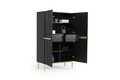 High Cabinet Sideboard Nicole, matt black, gold legs