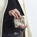 Wallet, faux fur, cream