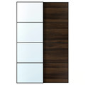 AULI / MEHAMN Pair of sliding doors, black mirror glass/double sided dark brown oak effect, 150x236 cm
