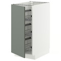 METOD Base cabinet with wire baskets, white/Nickebo matt grey-green, 40x60 cm