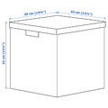 TJENA Storage box with lid, white black/dotted, 32x35x32 cm