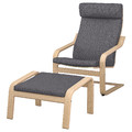 POÄNG Armchair and footstool, white stained oak veneer/Skiftebo dark grey