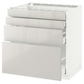 METOD/MAXIMERA Base cab 4 frnts/4 drawers, white/Ringhult light grey, 80x61.8x88 cm