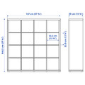 KALLAX Shelving unit with 4 inserts, white/glass, 147x147 cm
