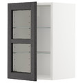 METOD Wall cabinet w shelves/glass door, white/Lerhyttan black stained, 40x60 cm