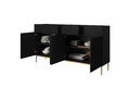 Cabinet with 4 Doors & 4 Drawers Nicole 200cm, matt black, gold legs
