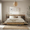 MANDAL Bed frame with headboard, birch/grey, 140x200 cm