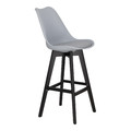Bar Stool Norden, wood black high PP, grey