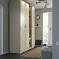 PAX / FORSAND Wardrobe combination, grey-beige grey-beige/oak effect, 185x60x236 cm
