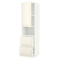 METOD / MAXIMERA Hi cab f micro w door/2 drawers, white/Bodbyn off-white, 60x60x220 cm
