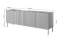 Four-Door Cabinet Nicole 200cm, matt black, black legs