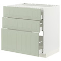 METOD / MAXIMERA Base cab f hob/3 fronts/3 drawers, white/Stensund light green, 80x60 cm