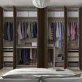 PAX / STORKLINTA Wardrobe combination, grey-beige/dark brown stained oak effect, 300x60x236 cm