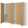 PAX / STORKLINTA Wardrobe combination, white/oak effect, 250x60x201 cm