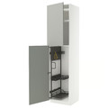 METOD High cabinet with cleaning interior, white/Havstorp light grey, 60x60x240 cm