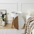 Nightstand Bedside Table Azilal, white/natural