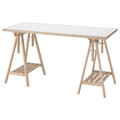 LAGKAPTEN / MITTBACK Desk, white anthracite/birch, 140x60 cm