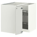 METOD Corner base cabinet with carousel, white/Aspudden light grey, 88x88 cm