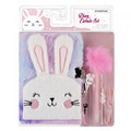 Plush Diary with Padlock, Pen & Headphones - Bunny, assorted colours