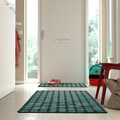 VÄGSKYLT Rug, flatwoven, blue-green/black, 80x150 cm