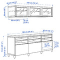BESTÅ TV storage combination/glass doors, white/Smeviken/Kabbarp white clear glass, 180x42x192 cm