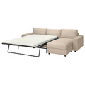VIMLE 3-seat sofa-bed with chaise longue, with wide armrests/Hallarp beige